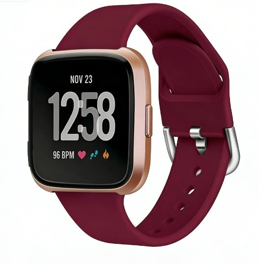Solid Color Reverse Buckle Silicone Watch Strap For Smartwatches