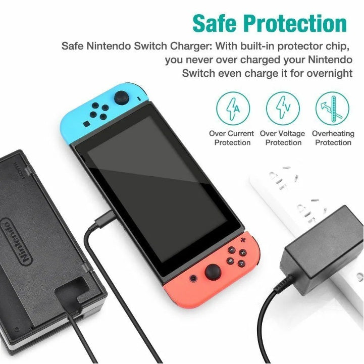 For Nintendo  AC Power Supply Adapter Home Wall Travel Charger Cable 2.4A